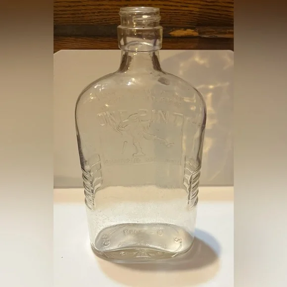 Lincoln Inn Whiskey Flask Vintage Etched Bottle Dominion Glass Montreal 1930’s - Picture 5 of 7